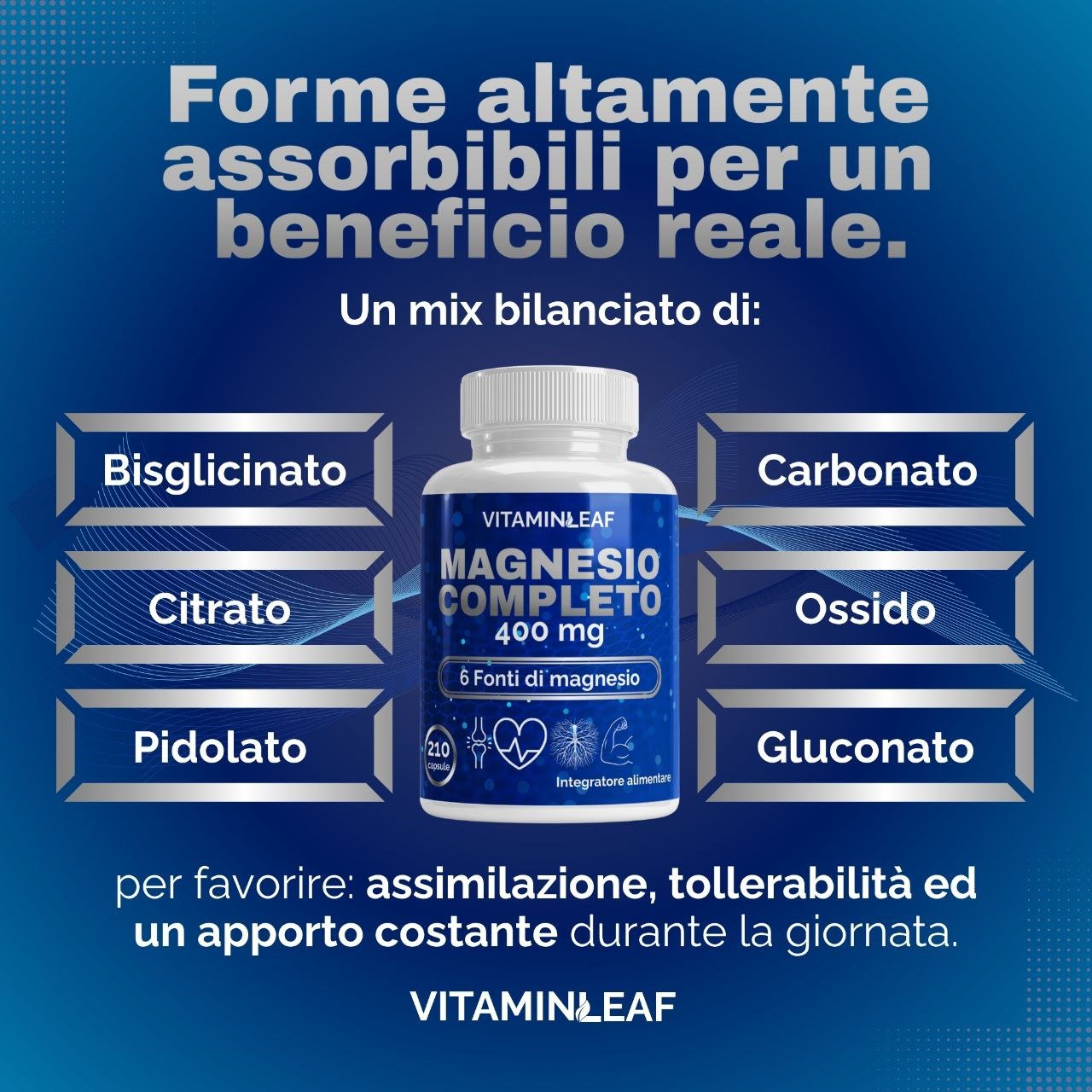 Magnesio Completo – Formula a 6 forme per Stanchezza ed Energia - VitaminLeaf